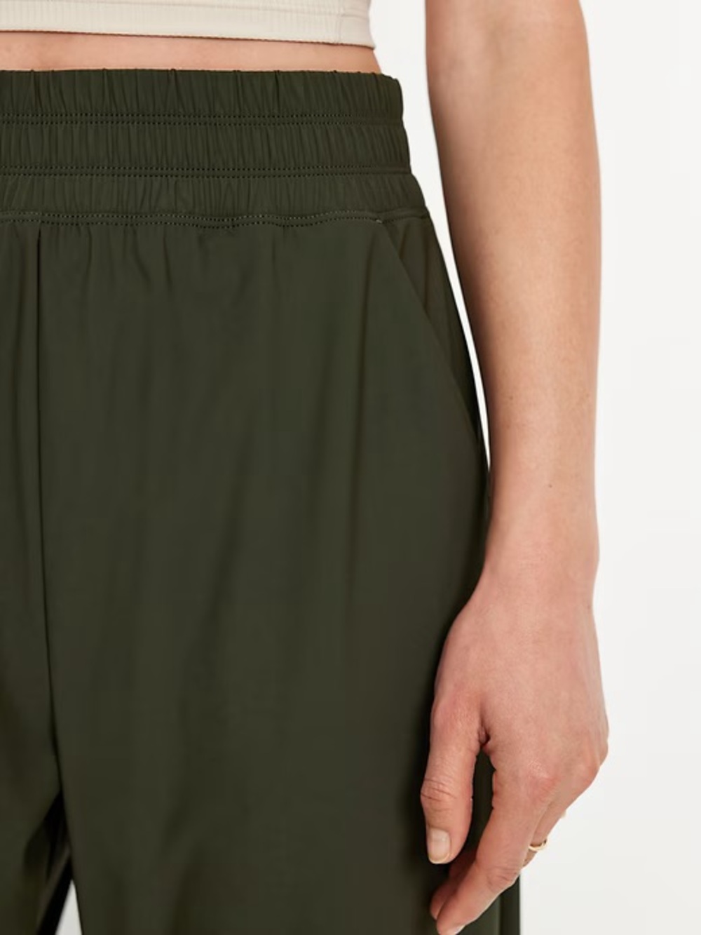 NWOT Old Navy high waisted Sleek Tech barrel ankle pant, ancient forest color - Picture 4 of 8